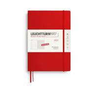 LEUCHTTURM1917 Calendario semanal 2027 Composición (B5) con cuaderno - Agenda alemana, cereza, enero-diciembre 2027, vista general semanal izquierda + página de notas derecha