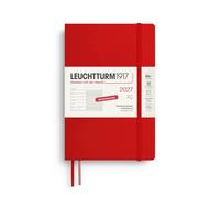 LEUCHTTURM1917 Calendario semanal 2027 de tapa blanda (B6+) con cuaderno, agenda alemana, cereza, tapa blanda, enero-diciembre 2027, vista general semanal izquierda + página de notas derecha
