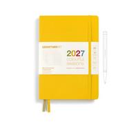 LEUCHTTURM1917 Calendario semanal y cuaderno Dotted Medium (A5) 2027, Colourful SeasonsAmarillo, alemán, tapa dura, resumen del calendario 2026/2027/2028, vista general de planificación 01.27-12.28