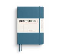 LEUCHTTURM1917 Cuaderno A5 Liso, Stone Blue, Sin rayas | papel color crema 80 g/m², cosido a hilo, 2 marcapáginas, bolsillo expansible, papel acrílico, tapa dura
