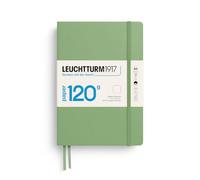 LEUCHTTURM1917 Cuaderno A5 Tapa dura, EDITION 120, Liso, Salvia, Sin rayas | papel 120 g/m², 203 páginas numeradas, cosido a hilo, índice, bolsillo expansible, 2 marcapáginas