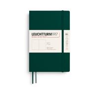 LEUCHTTURM1917 Cuaderno B6+ Tapa blanda, Liso, Forest Green, Sin rayas | 123 páginas numeradas, cosido a hilo, 2 marcapáginas, bolsillo expansible, Bullet Journal, set de pegatinas
