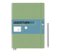 LEUCHTTURM1917 Cuaderno de bocetos Master, A4+, 150 g/m², liso, Salvia | tapa dura, cosido a hilo, 112 páginas, sin ácido cartón para dibujo, marcapáginas, goma elástica, bolsillo expansible