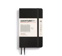 LEUCHTTURM1917 - Cuaderno de bolsillo de tapa blanda A6, 123 p ginas numeradas para escribir y llevar un diario (cuadriculado negro)