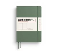 LEUCHTTURM1917 Cuaderno Medium A5, Tapa dura, 251 páginas, Olive, Sin rayas | liso, libre de ácido, cosido a hilo, índice, bolsillo expansible, 2 marcapáginas, set de pegatinas