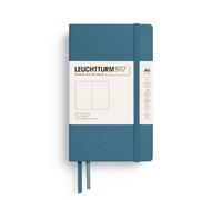 LEUCHTTURM1917 Cuaderno Pocket A6, Tapa dura, Stone Blue, Liso, Sin rayas | 187 páginas numeradas, cosido a hilo, libre de ácido, 2 marcapáginas, bolsillo expansible