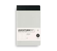 LEUCHTTURM1917 Jottbook bloc de notas A5 Liso, Light Grey/Negro, Sin rayas | 59 páginas numeradas, 32 perforadas para Heraustrennen, cosido a hilo, tapa blanda, papel 80 g/m²