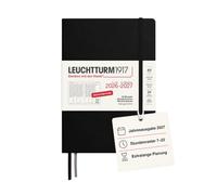 LEUCHTTURM1917 Planificador semanal 2027, Académico agenda A5, Negro, (DE) | 18 meses, tapa dura, cosido a hilo, franja horaria por horas, libre de ácido, alemán