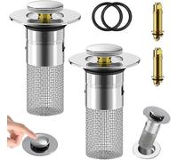LeuKoles 2 Pieza Tapones Lavabo baño Universal,34-40mm Tapón de Lavabo Universal Pop Up,Tapón Colador con Colador de Pelo para Tapón de Drenaje de Fregadero de Encimera