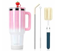 LeuKoles Taza térmica Watersy de 40 oz con asa y pajita, taza de café de doble pared de acero inoxidable para llevar (mantiene el frío 34 horas), vaso al vacío para té, bebidas frías y café (degradado