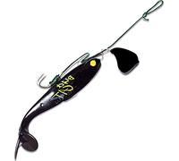 Leurre Souple Shad Geant Monte Avec Plombee Externe Articulee - Black Cat Soft Lure Rig - 19Cm - 80G - Noir Œil Jaune