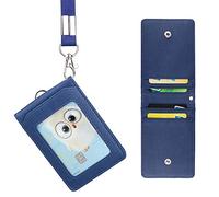 LEUYUAN Soporte de Tarjeta ID, Identificación Funda Portatarjeta con Correa de Cuello, Retractable ID Card Case with 1 ID Window and 4 Card Slots (Azul)