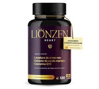 Levadura de arroz rojo (2,99mg de Monacolina K) Coenzima Q10, Cardo Mariano +10 ingredientes Colesterol, Salud Cardiovascular y Detox Hígado | Berberina, Astaxantina | 120 Cápsulas | Lionzen Heart