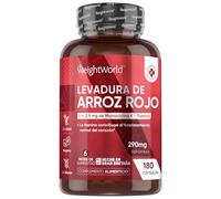 Levadura de Arroz Rojo 290mg, 180 Cápsulas Veganas - Monacolina K Enriquecida con Coenzima Q10 y Vitamina B1 o Tiamina que Contribuye a la Función Normal del Corazón, Para 6 Meses, Sin Gluten ni OGM