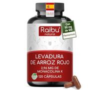 Levadura de arroz rojo con 50 mg de coenzima Q10 & 2,96 mg de monacolina K por cápsula - Apoyo al colesterol y a la función normal del corazón - Testado para citrinina - 120 cápsulas veganas