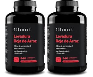 Levadura Roja de Arroz, 540 Comprimidos Veganos | Aporta 2,9mg de Monacolina K, Enriquecido con Coenzima Q10 y Vitamina B3 | Libre de Citrinina | Zenement (Paquete de 2)