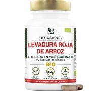 Levadura Roja de Arroz BIO | 2,9mg de Monacolina K/día | 90 cápsulas | 181,50mg de Monacolina K | 100% Natural y Puro | Primera calidad