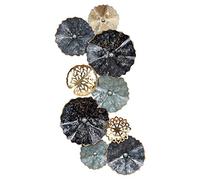 levandeo Cuadro de pared 3D 47x98cm Anillos Círculos Metal Azul Negro Decoración Plato Decoración de pared Arte de pared Cuadro metálico
