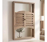 levandeo Espejo de pared para ventana, 73 cm de altura, madera gris, estilo shabby chic, decoración de pared, espejo de madera
