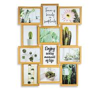 levandeo Marco de fotos de madera para 12 fotos 10 x 15 cm con paneles de cristal Natural marrón - horizontal o vertical galería de fotos