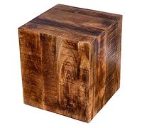 levandeo Mesa auxiliar con taburete, 40 cm, mango de madera, con ruedas, madera maciza
