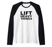 Levanta Cosas Pesadas Bold Fuerza Entrenamiento Motivación Camiseta Manga Raglan