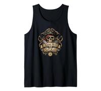 Levanta el Infierno y zarpa Pirate Skull Nautical Adventure Camiseta sin Mangas
