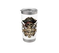 Levanta el infierno y zarpa Pirate Skull Nautical Adventure Vaso térmico de acero inoxidable de doble pared