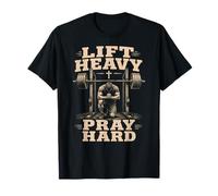 Levanta Pesado Orar Duro Jesús Gimnasio Entrenamiento Fe sobre Miedo Hombres Camiseta