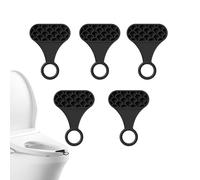 Levantador de asas de inodoro, clip para asiento de inodoro - Levantador de asiento de inodoro de 5 piezas - Elevador de cubierta de inodoro autoadhesivo, evite tocar el mango antes de levantar el