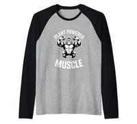 Levantamiento de gorilas Divertido Muscular, Alimentado por Plantas, Camiseta Manga Raglan