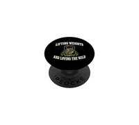Levantando Pesas y Amando al Excursionista Salvaje Powerlifter PopSockets PopGrip Adhesivo