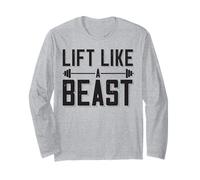 Levantar como Una Bestia Diciendo Culturista Barbell Manga Larga