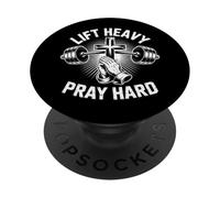 levantar pesado rezar duro con cruz PopSockets PopGrip Adhesivo