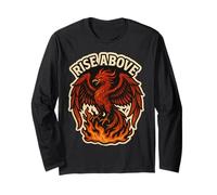 Levántate por encima de Phoenix Rising From Ashes Fuego Pájaro Motivacional Manga Larga