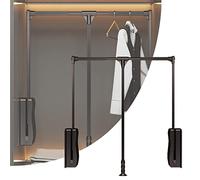 Levante de aluminio/raya de ropa de armario hacia abajo, colgadora de ropa colgante ajustable con búfer y dispositivo de ahorro de mano de obra, con 20 kg para el armario de dormitorio de armario