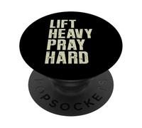 Levante Pesado Orar Duro Fe Cristiana Fitness Grunge Gimnas PopSockets PopGrip Adhesivo