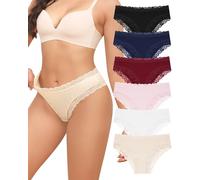 Levao Pack de 6 Bragas de Algodón para Mujer Braguitas Brasileñas Sexys Hipster Suaves de Encaje Transpirables Multipack S-XL