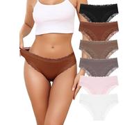 Levao Pack de 6 Bragas de Algodón para Mujer Braguitas Brasileñas Sexys Hipster Suaves de Encaje Transpirables Multipack S-XL