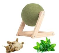 LEVDRO Juguete de bola de menta para gatos, bola gigante de hierba gatera con soporte de madera, juguete interactivo de hierba gatera, juguetes de suelo con rodillo de hierba gatera agradable y seguro