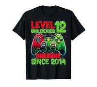 Level 12 Unlocked Since 2014 Son Gamer 12nd Birthday Boys Camiseta