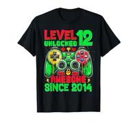 Level 12 Unlocked Since 2014 Son Gamer 12nd Birthday Boys Camiseta