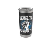 Level 14 - Juego de mesa de cumpleaños (14 años) Vaso térmico de acero inoxidable de doble pared