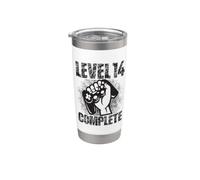 Level 14 - Juego de mesa de cumpleaños (14 años) Vaso térmico de acero inoxidable de doble pared
