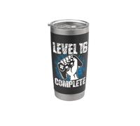 Level 16 - Juego de mesa de cumpleaños (16 años) Vaso térmico de acero inoxidable de doble pared