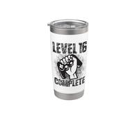 Level 16 - Juego de mesa de cumpleaños (16 años) Vaso térmico de acero inoxidable de doble pared