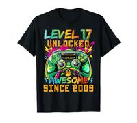 Level 17 Unlocked Since 2009 Son Gamer 17th Birthday Boys Camiseta