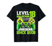Level 18 Unlocked Since 2008 Son Gamer 18th Birthday Boys Camiseta