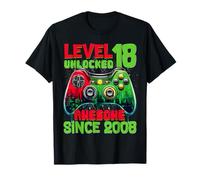 Level 18 Unlocked Since 2008 Son Gamer 18th Birthday Boys Camiseta