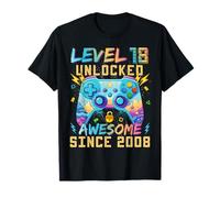 Level 18 Unlocked Since 2008 Son Gamer 18th Birthday Boys Camiseta